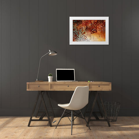 Cascading Leaves White Modern Wood Framed Art Print by Knutsen, Conrad