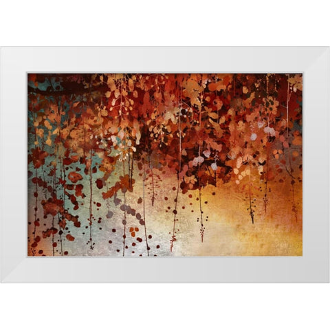 Cascading Leaves White Modern Wood Framed Art Print by Knutsen, Conrad