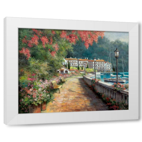 Morning Stroll White Modern Wood Framed Art Print by Chiu, T.C.