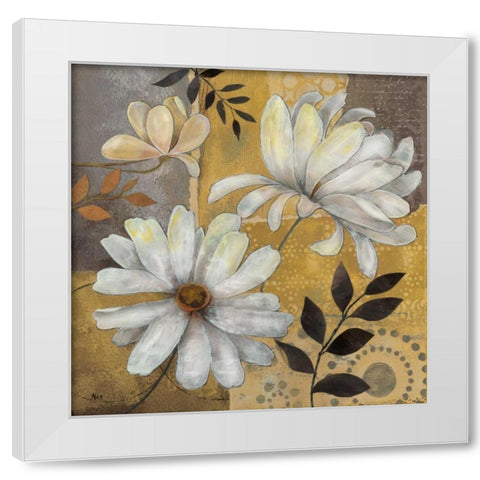 Junes Blooms I White Modern Wood Framed Art Print by Nan