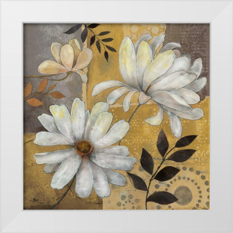 Junes Blooms I White Modern Wood Framed Art Print by Nan