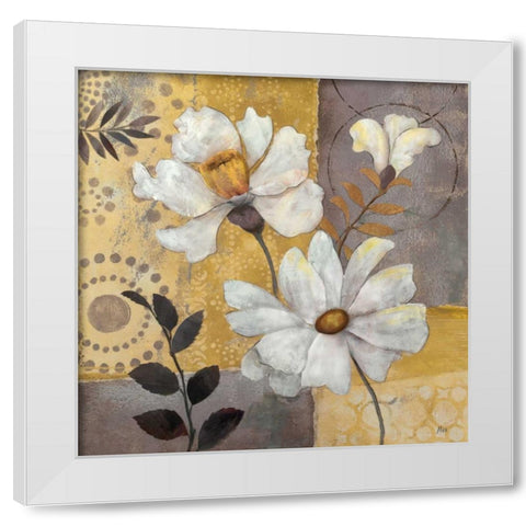 Junes Blooms II White Modern Wood Framed Art Print by Nan