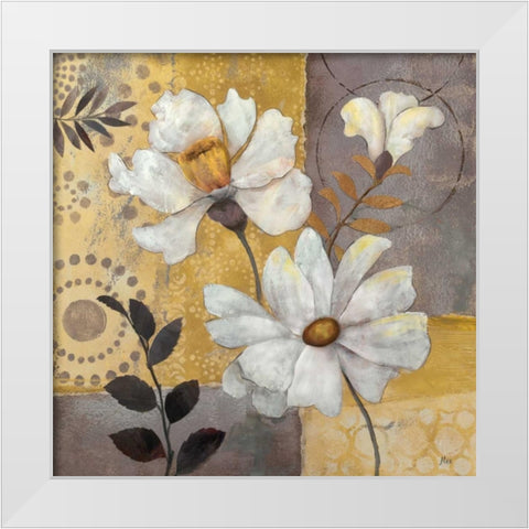 Junes Blooms II White Modern Wood Framed Art Print by Nan