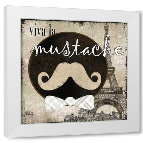 Viva La Mustache White Modern Wood Framed Art Print by Robinson, Carol
