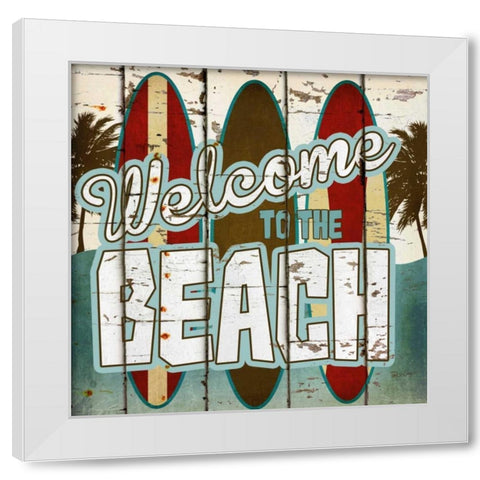 Welcome To The Beach White Modern Wood Framed Art Print by Craven, Katrina