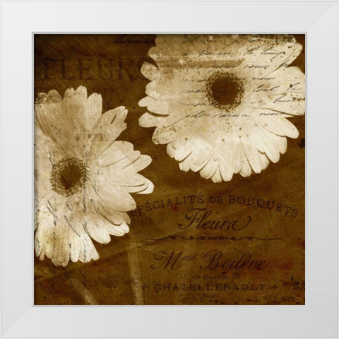 Daisy White Modern Wood Framed Art Print by Craven, Katrina