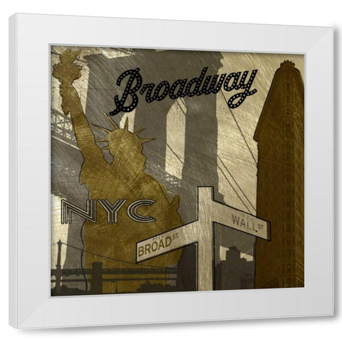 Broadway In Gray White Modern Wood Framed Art Print by Craven, Katrina
