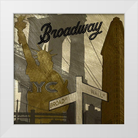 Broadway In Gray White Modern Wood Framed Art Print by Craven, Katrina