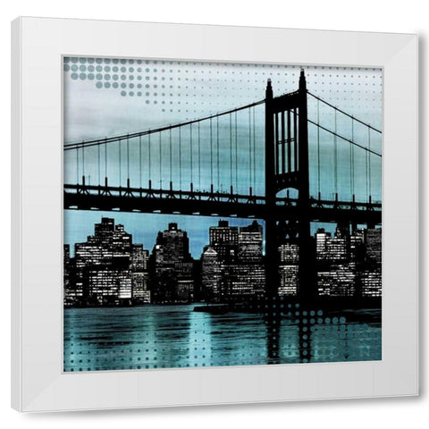 City Metallic In Blue White Modern Wood Framed Art Print by Craven, Katrina