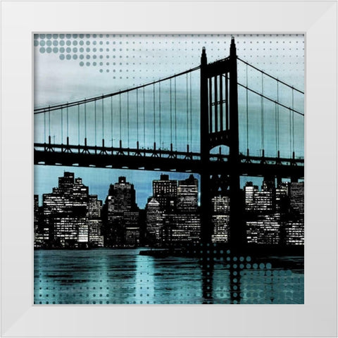 City Metallic In Blue White Modern Wood Framed Art Print by Craven, Katrina