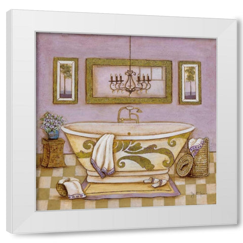 Lavender Bath I White Modern Wood Framed Art Print by Tava Studios