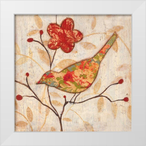 Songbird II White Modern Wood Framed Art Print by Tava Studios