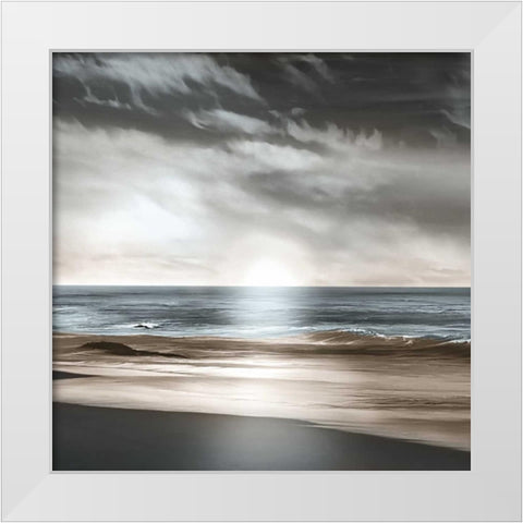 Blue Sea White Modern Wood Framed Art Print by Calascibetta, Mike
