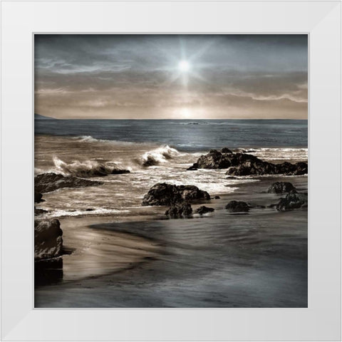 Blue Sea White Modern Wood Framed Art Print by Calascibetta, Mike