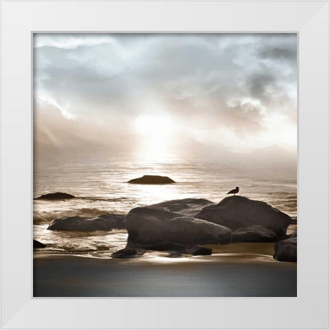 Blue Sea White Modern Wood Framed Art Print by Calascibetta, Mike