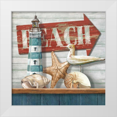 Beach White Modern Wood Framed Art Print by Knutsen, Conrad