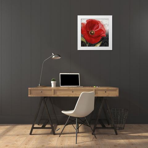 Poppy Perfection I White Modern Wood Framed Art Print by Knutsen, Conrad