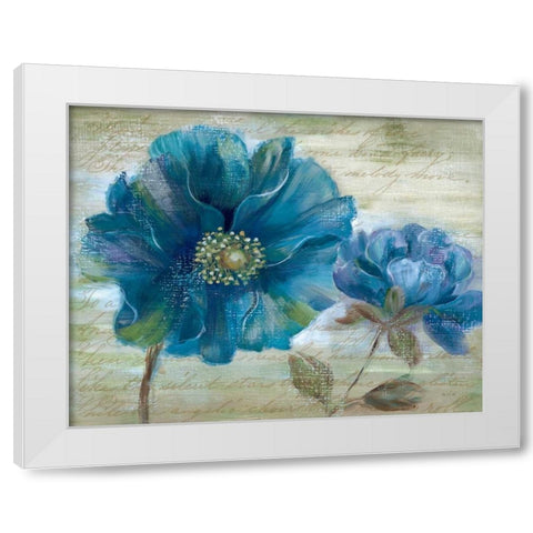 Blue Poppy Poem I White Modern Wood Framed Art Print by Nan
