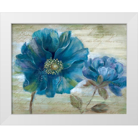 Blue Poppy Poem I White Modern Wood Framed Art Print by Nan