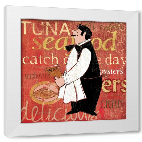 Fresh Seafood White Modern Wood Framed Art Print by Robinson, Carol