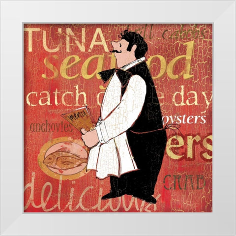 Fresh Seafood White Modern Wood Framed Art Print by Robinson, Carol