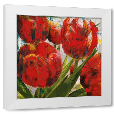 Painted Tulips I White Modern Wood Framed Art Print by Craven, Katrina