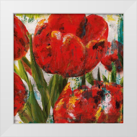 Painted Tulips II White Modern Wood Framed Art Print by Craven, Katrina