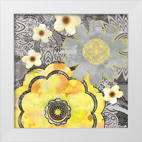 Flower Power II White Modern Wood Framed Art Print by Robinson, Carol