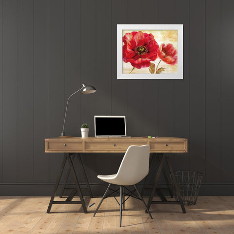 Passion For Poppies I White Modern Wood Framed Art Print by Nan