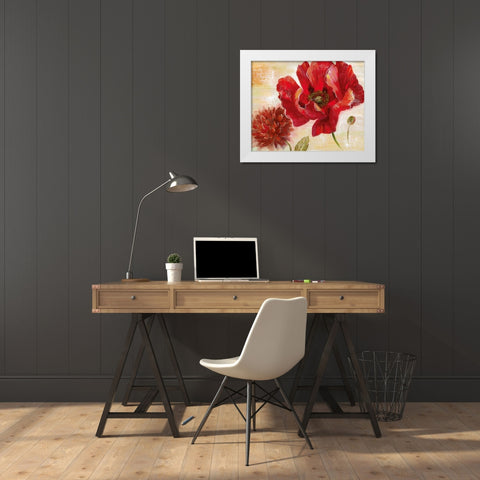 Passion For Poppies II White Modern Wood Framed Art Print by Nan
