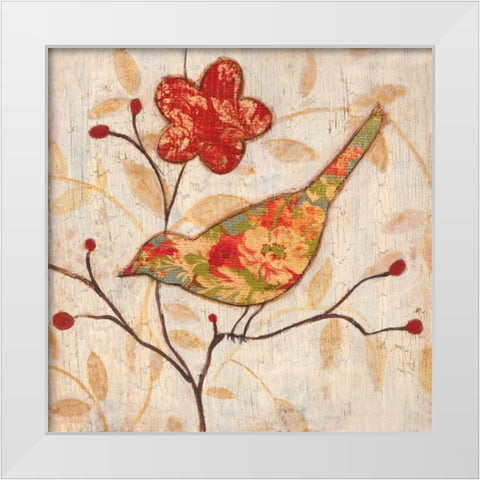 Song Bird II Revisited White Modern Wood Framed Art Print by Tava Studios