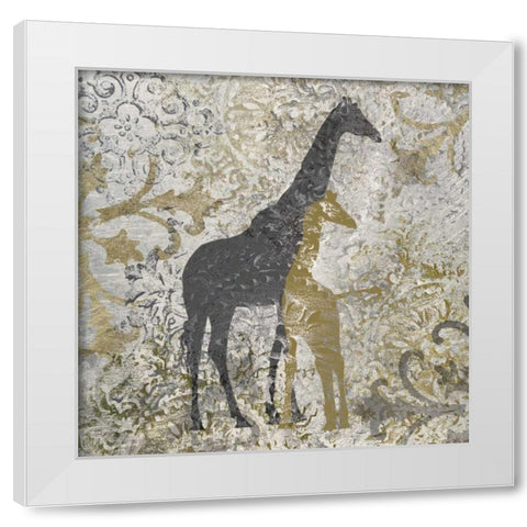 Giraffes Exotiques White Modern Wood Framed Art Print by Craven, Katrina