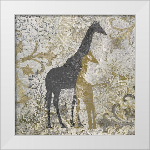 Giraffes Exotiques White Modern Wood Framed Art Print by Craven, Katrina