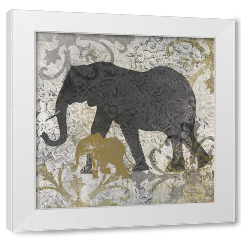 Elephants Exotiques White Modern Wood Framed Art Print by Craven, Katrina