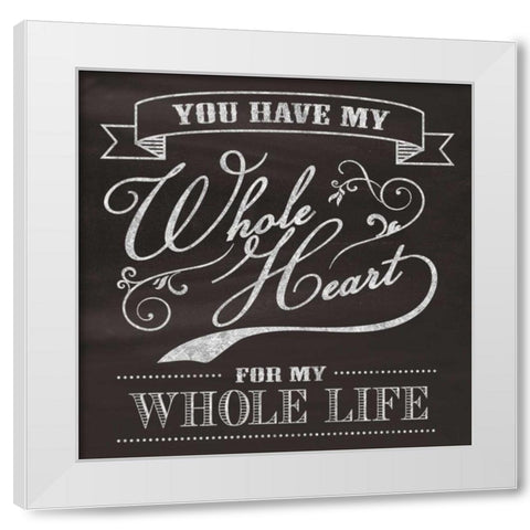 Whole Heart White Modern Wood Framed Art Print by Havoc Gifts