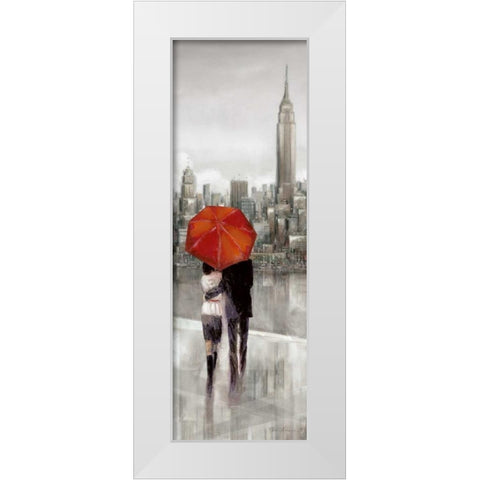 New York Stroll White Modern Wood Framed Art Print by Manning, Ruane