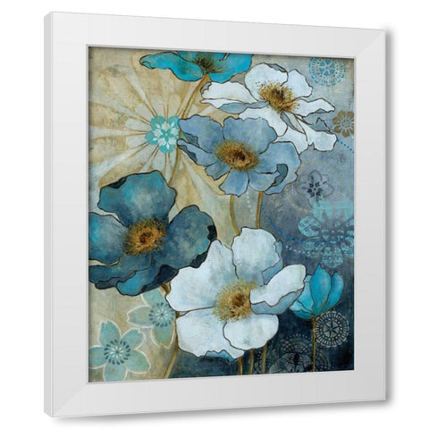 Blue Denim Garden I White Modern Wood Framed Art Print by Robinson, Carol