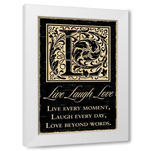 Live Laugh Love White Modern Wood Framed Art Print by Havoc Gifts