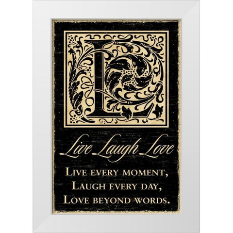Live Laugh Love White Modern Wood Framed Art Print by Havoc Gifts