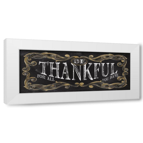 Be Thankful White Modern Wood Framed Art Print by Knutsen, Conrad