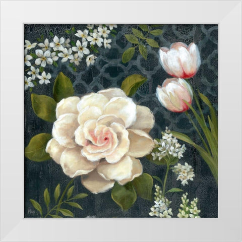 Midnight Garden I White Modern Wood Framed Art Print by Nan