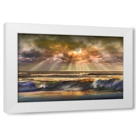 Waves of Light White Modern Wood Framed Art Print by Calascibetta, Mike