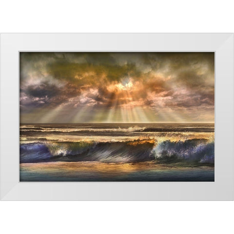 Waves of Light White Modern Wood Framed Art Print by Calascibetta, Mike