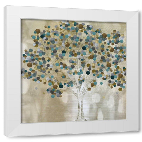 A Teal Tree White Modern Wood Framed Art Print by Craven, Katrina