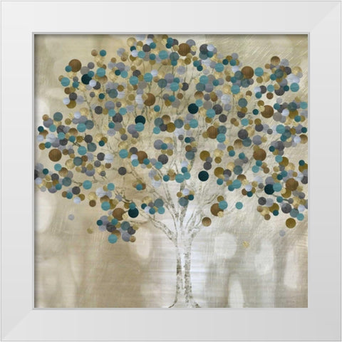 A Teal Tree White Modern Wood Framed Art Print by Craven, Katrina