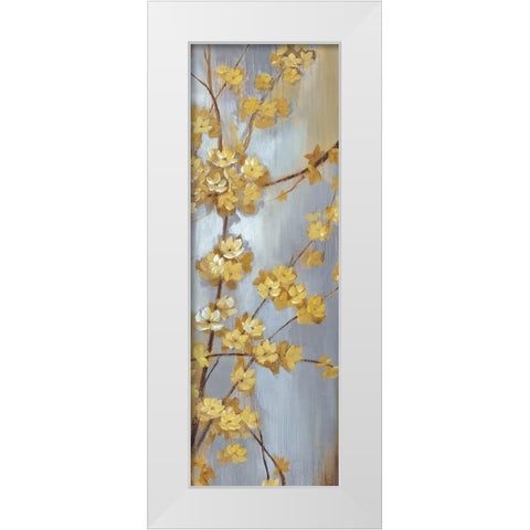 Forsythia Garden I White Modern Wood Framed Art Print by Nan