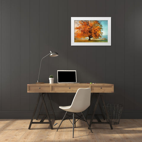 Autumns Passion White Modern Wood Framed Art Print by Weisz, Irene