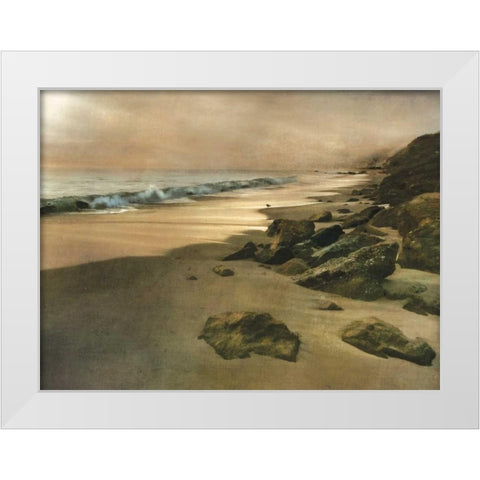 Beach at Dusk White Modern Wood Framed Art Print by Calascibetta, Mike