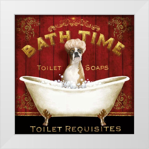 Bath Time White Modern Wood Framed Art Print by Knutsen, Conrad