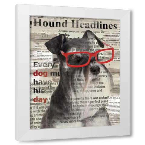 Hound Headline White Modern Wood Framed Art Print by Robinson, Carol